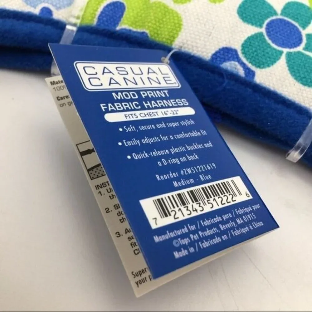 Dog Harness Casual Canine Mod Print Pet Collar Size Medium 16”-22” NEW